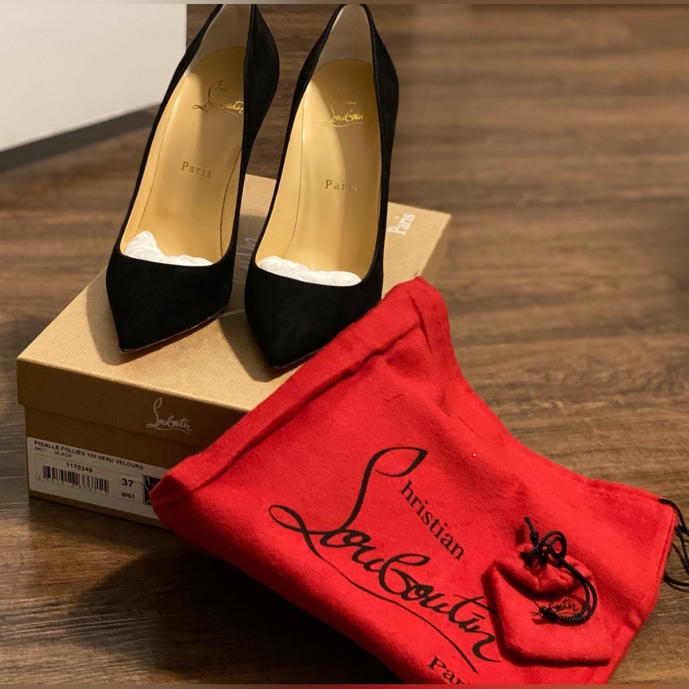 BLACK SUEDE Christian Louboutin PIGALLE FOLLIES 100